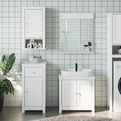 vidaXL 3 Piece Bathroom Furniture Set BERG White Solid Wood Pine 1