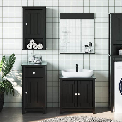 vidaXL Bathroom Furniture Set "BERG" Solid Wood Pine Black Depth 34 cm