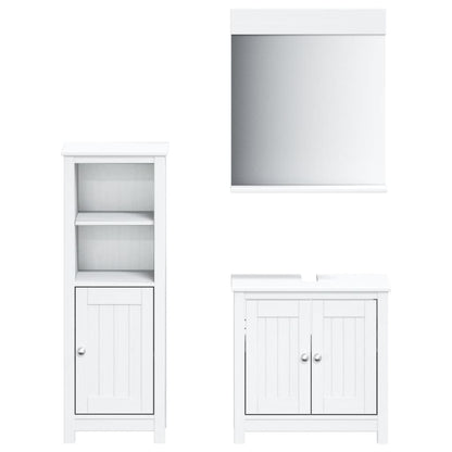 vidaXL 3 Piece Bathroom Furniture Set BERG White Solid Wood Pine 2