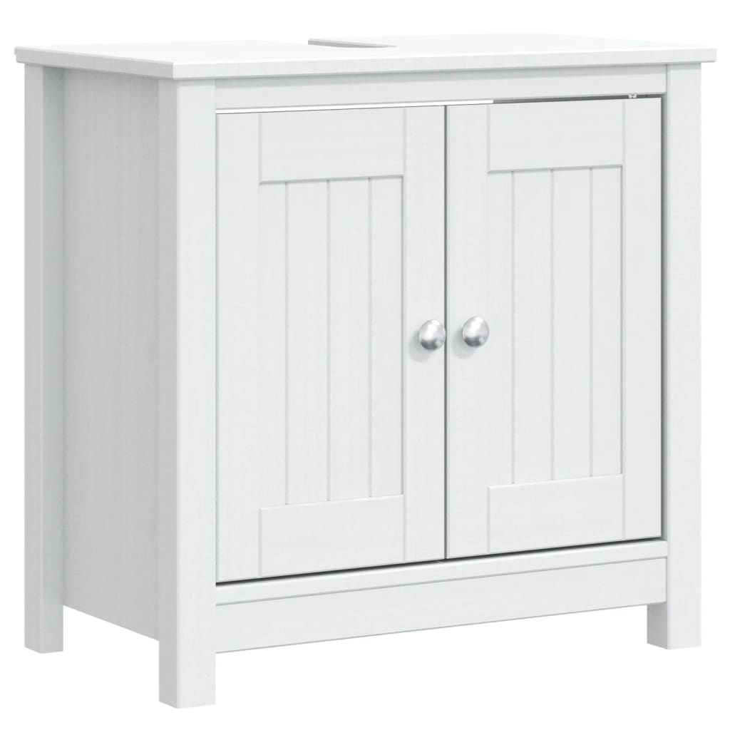 vidaXL 3 Piece Bathroom Furniture Set BERG White Solid Wood Pine 4