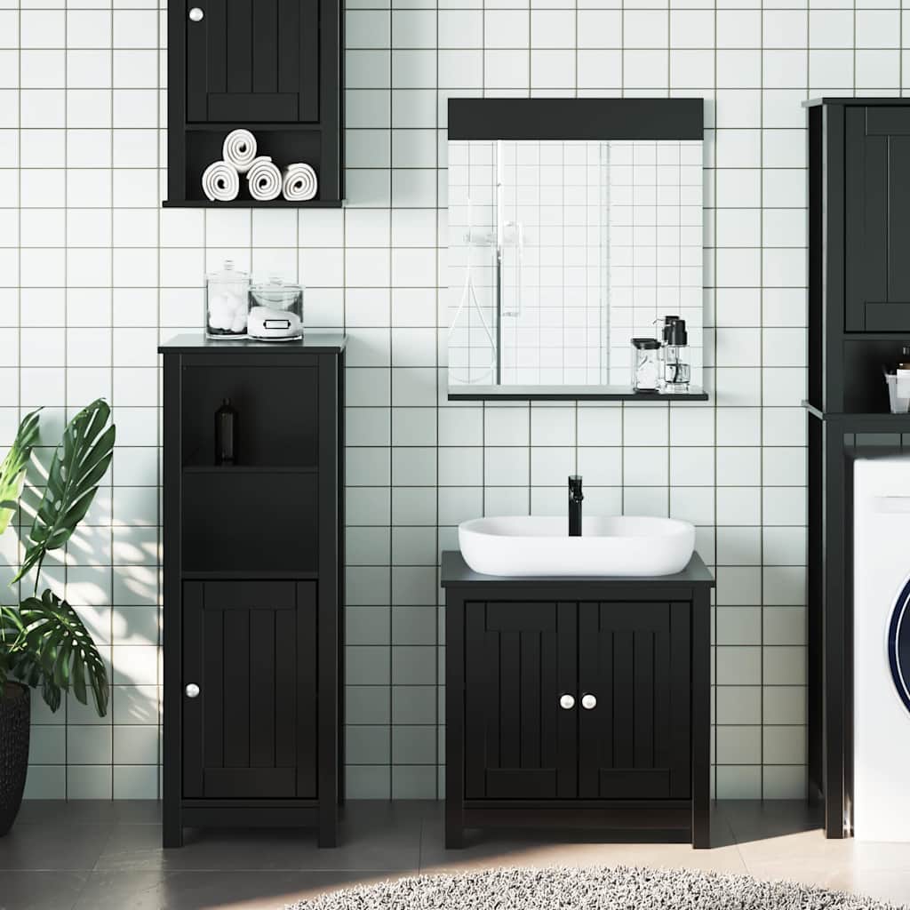 vidaXL Bathroom Furniture Set "BERG" Solid Wood Pine Black Depth 34 cm