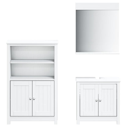 vidaXL 3 Piece Bathroom Furniture Set "BERG" White Solid Wood Pine 2