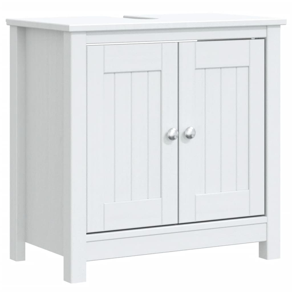 vidaXL 3 Piece Bathroom Furniture Set "BERG" White Solid Wood Pine 4