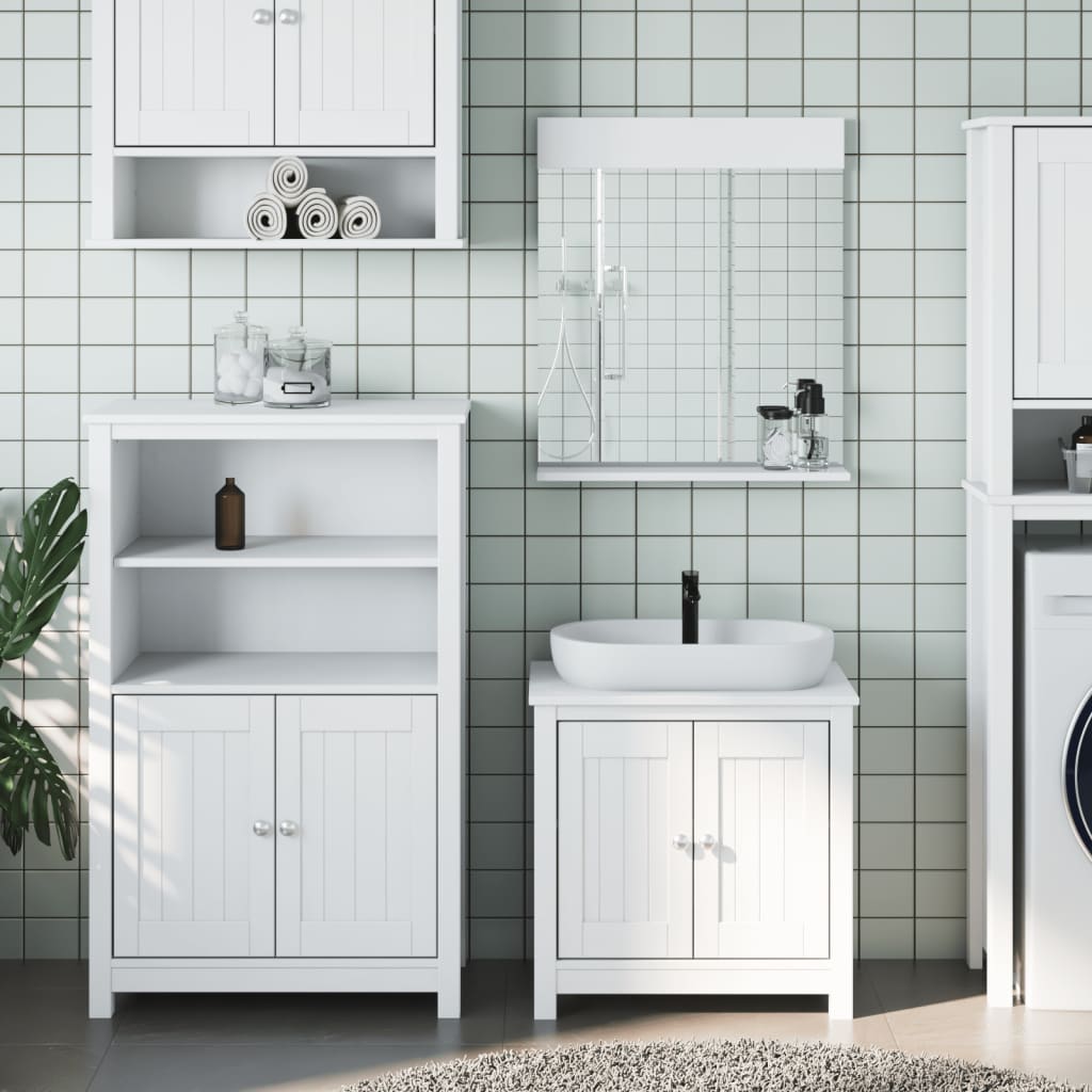 vidaXL 3 Piece Bathroom Furniture Set "BERG" White Solid Wood Pine 1