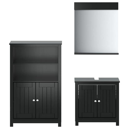 vidaXL 3 Piece Bathroom Furniture Set "BERG" Black Solid Wood Pine 2