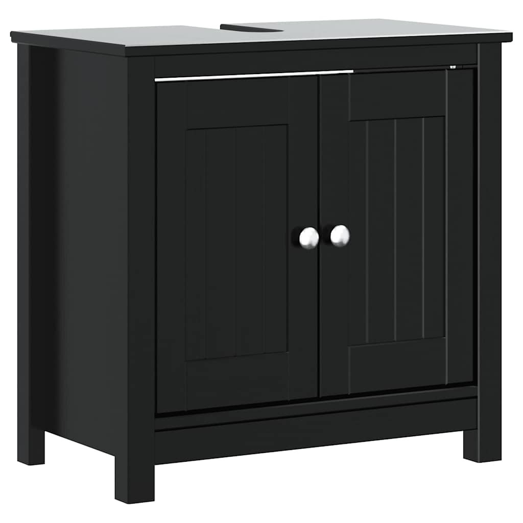 vidaXL 3 Piece Bathroom Furniture Set "BERG" Black Solid Wood Pine 4