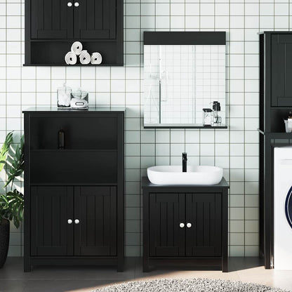 vidaXL 3 Piece Bathroom Furniture Set "BERG" Black Solid Wood Pine 1