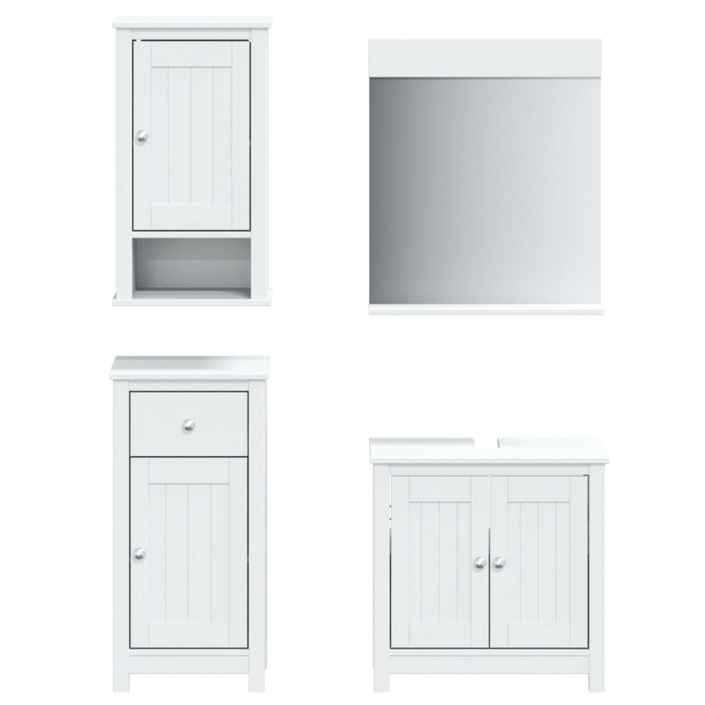 vidaXL 4 Piece Bathroom Furniture Set "BERG" White Solid Wood Pine 2