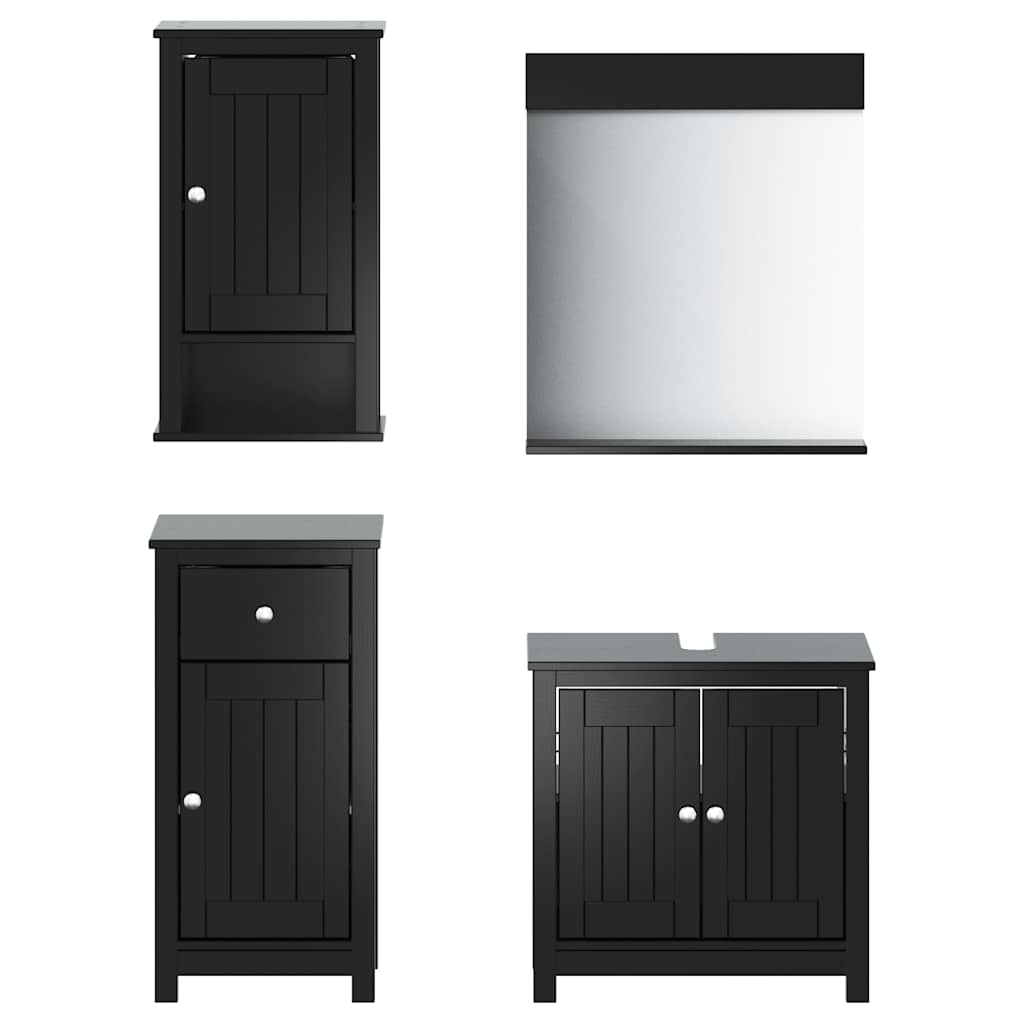 vidaXL 4 Piece Bathroom Furniture Set "BERG" Black Solid Wood Pine 2