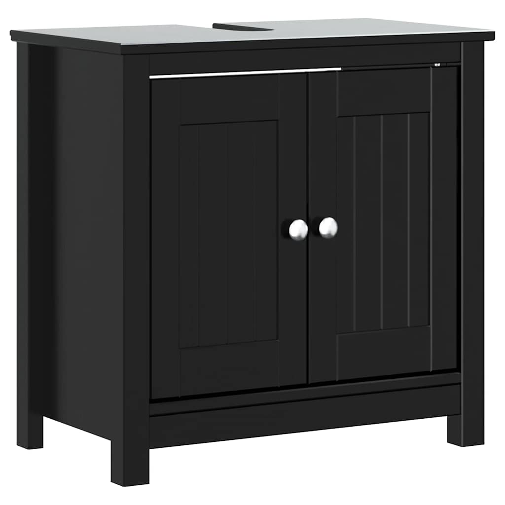 vidaXL 4 Piece Bathroom Furniture Set "BERG" Black Solid Wood Pine 5