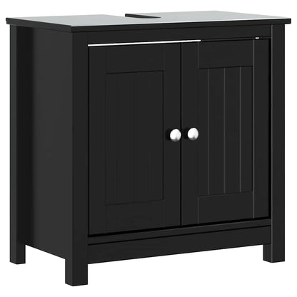 vidaXL 4 Piece Bathroom Furniture Set "BERG" Black Solid Wood Pine 5