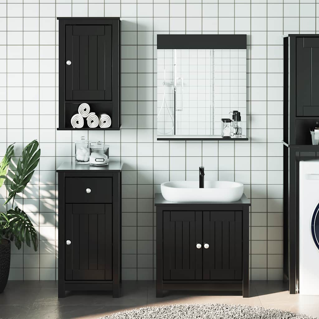 vidaXL 4 Piece Bathroom Furniture Set "BERG" Black Solid Wood Pine 1