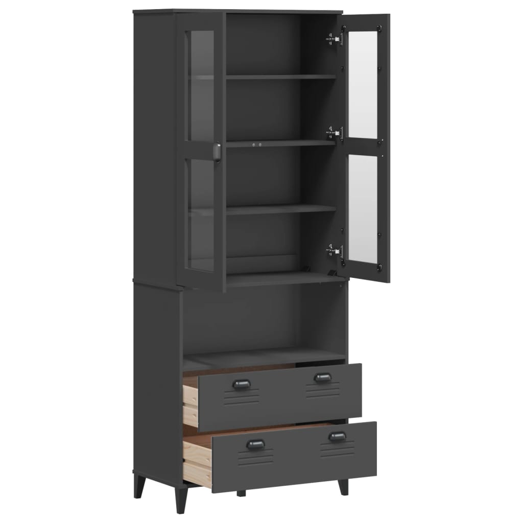 vidaXL Highboard "VIKEN" Anthracite Grey 80x40x200 cm Solid Wood Pine 5