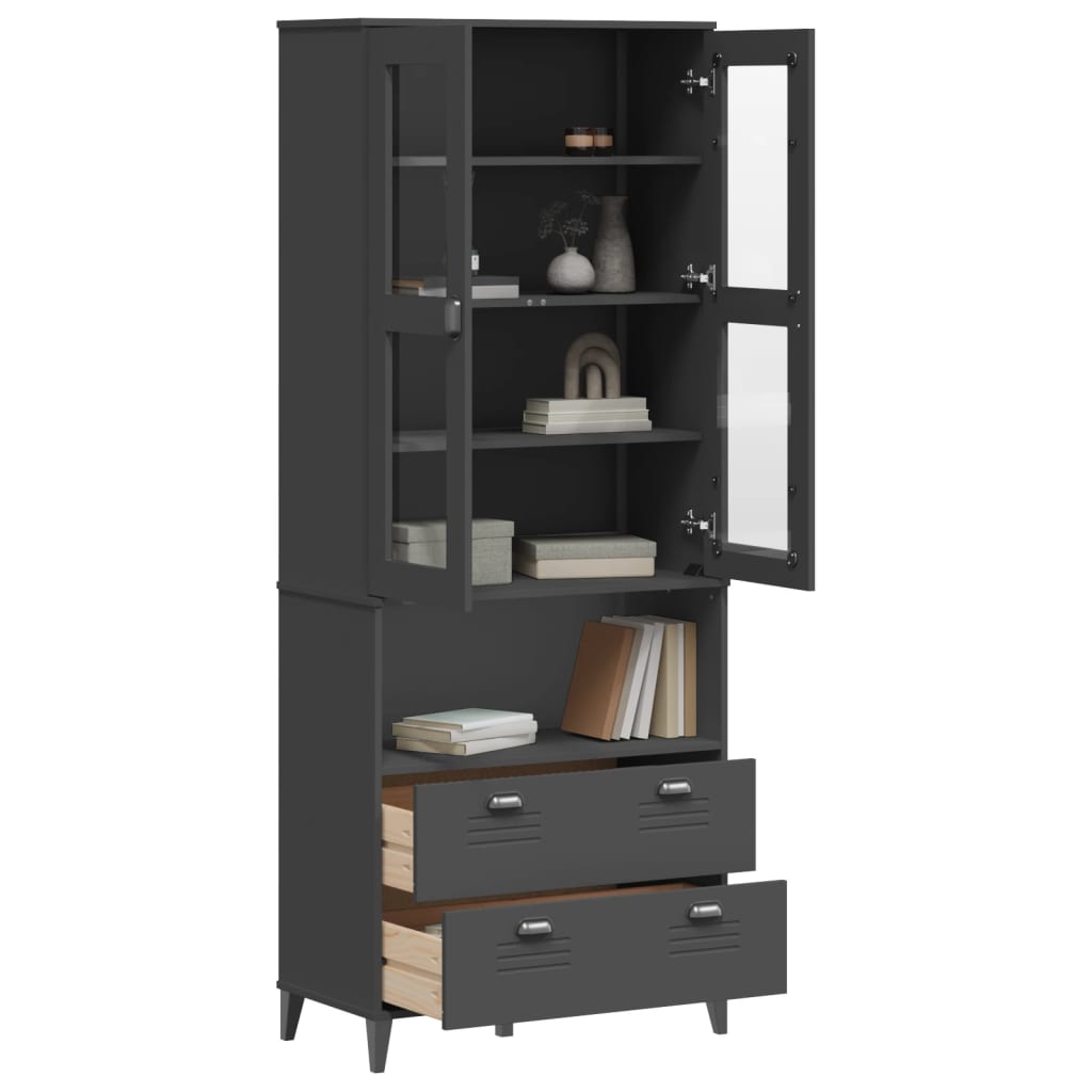 vidaXL Highboard "VIKEN" Anthracite Grey 80x40x200 cm Solid Wood Pine 1