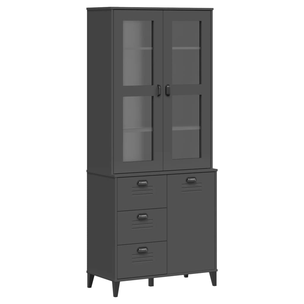 vidaXL Highboard "VIKEN" Anthracite Grey 80x40x190 cm Solid Wood Pine 2