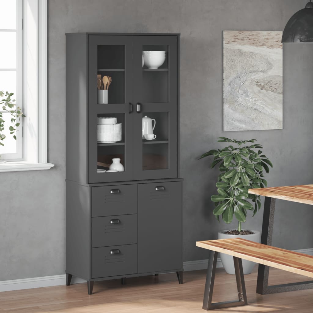 vidaXL Highboard "VIKEN" Anthracite Grey 80x40x190 cm Solid Wood Pine 3
