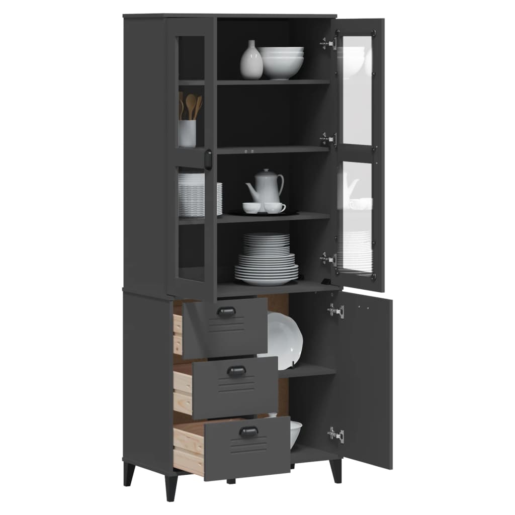 vidaXL Highboard "VIKEN" Anthracite Grey 80x40x190 cm Solid Wood Pine 1
