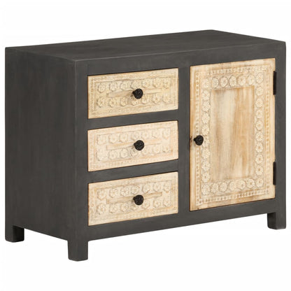 Sideboard 75x35x55 cm Solid Mango Wood Grey and white
