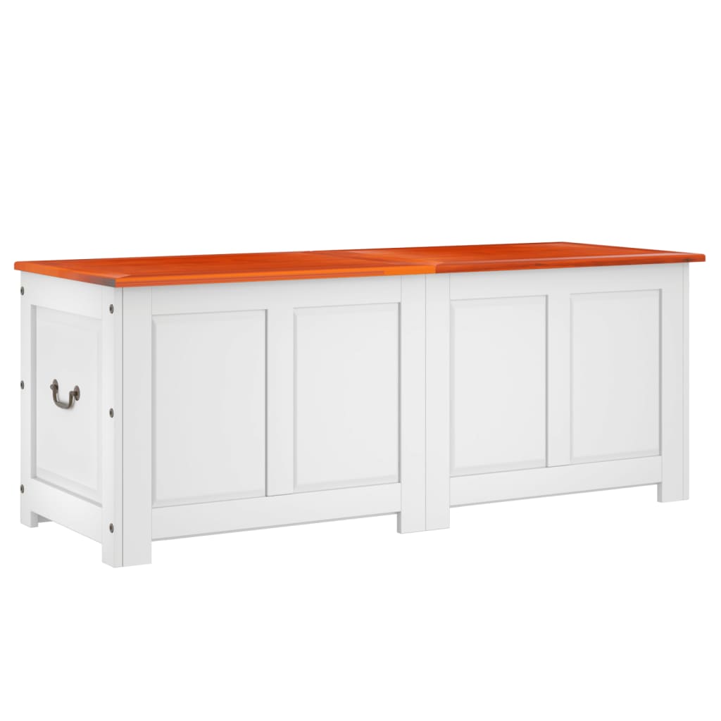 vidaXL Storage Chest with Lid Brown and White Solid Wood Acacia 2