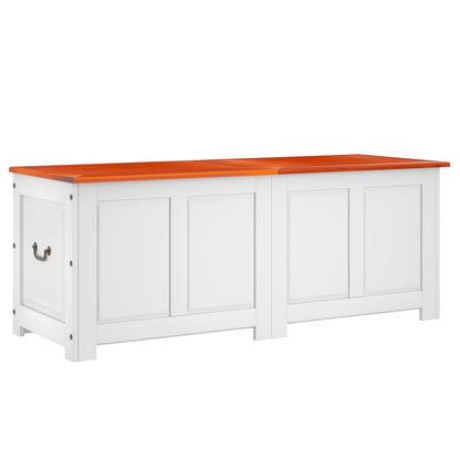 vidaXL Storage Chest with Lid Brown and White Solid Wood Acacia 2