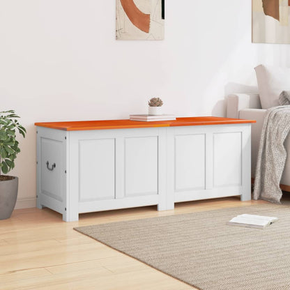 vidaXL Storage Chest with Lid Brown and White Solid Wood Acacia 3