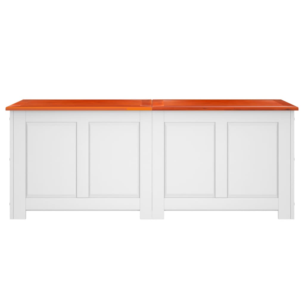 vidaXL Storage Chest with Lid Brown and White Solid Wood Acacia 4