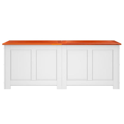 vidaXL Storage Chest with Lid Brown and White Solid Wood Acacia 4