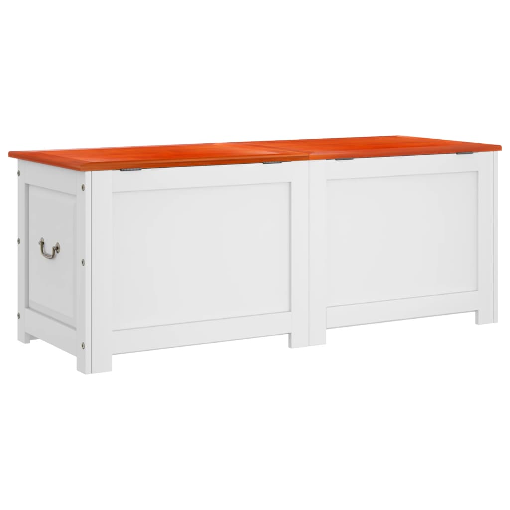 vidaXL Storage Chest with Lid Brown and White Solid Wood Acacia 6