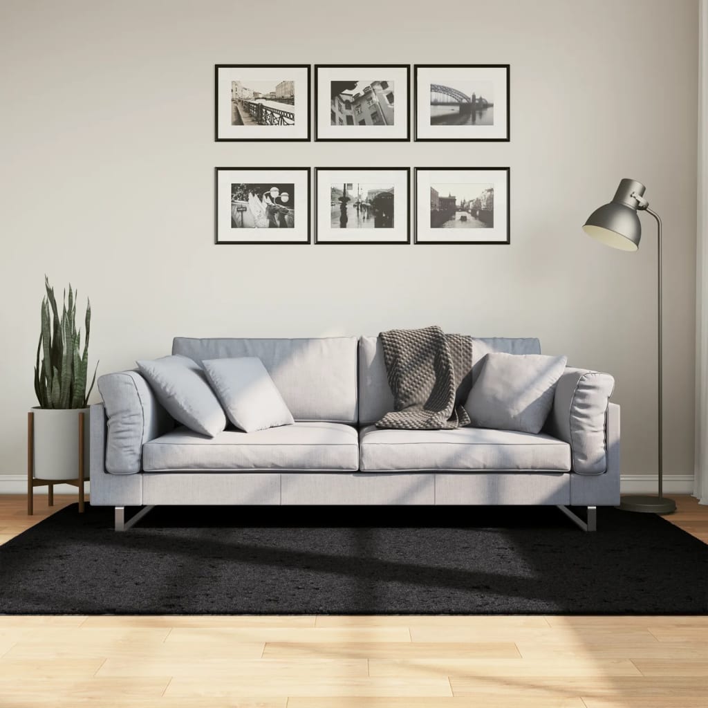 Rug OVIEDO Short Pile Black 140 x 200 cm