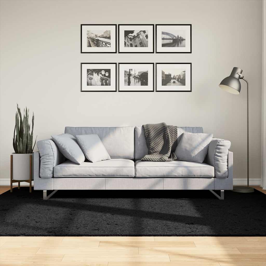 Rug OVIEDO Short Pile Black 160 x 230 cm