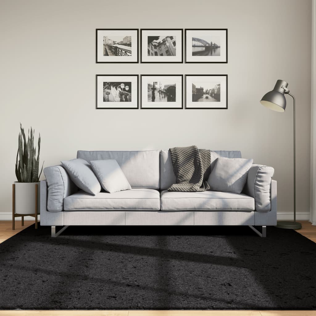 Rug OVIEDO Short Pile Black 200 x 200 cm