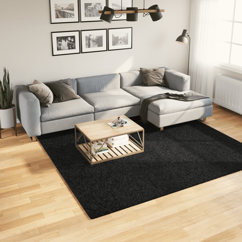 Rug OVIEDO Short Pile Black 240 x 240 cm
