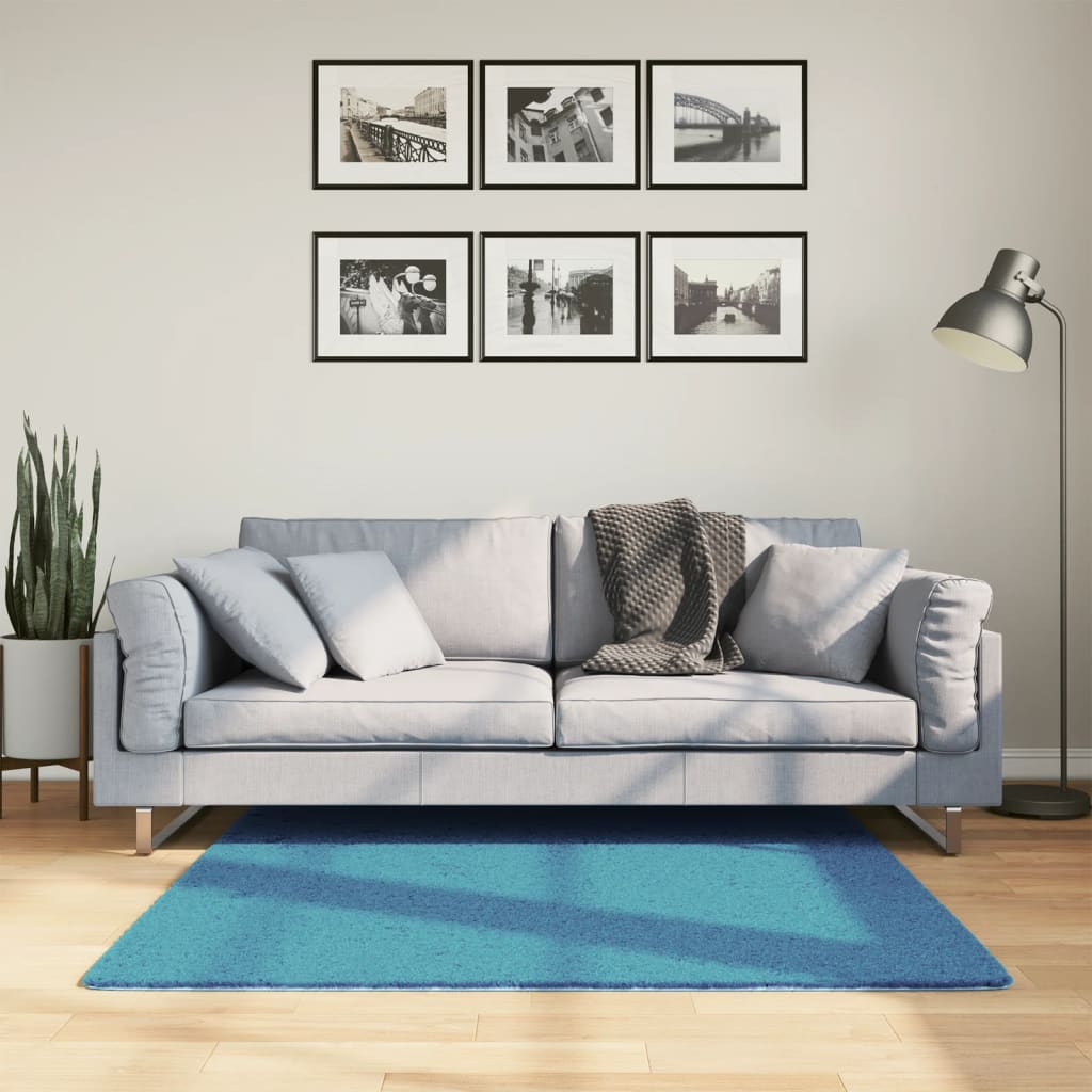 Rug OVIEDO Short Pile Turquoise 120 x 120 cm