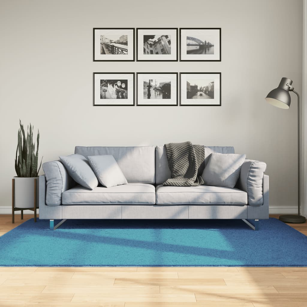 Rug OVIEDO Short Pile Turquoise 140 x 200 cm