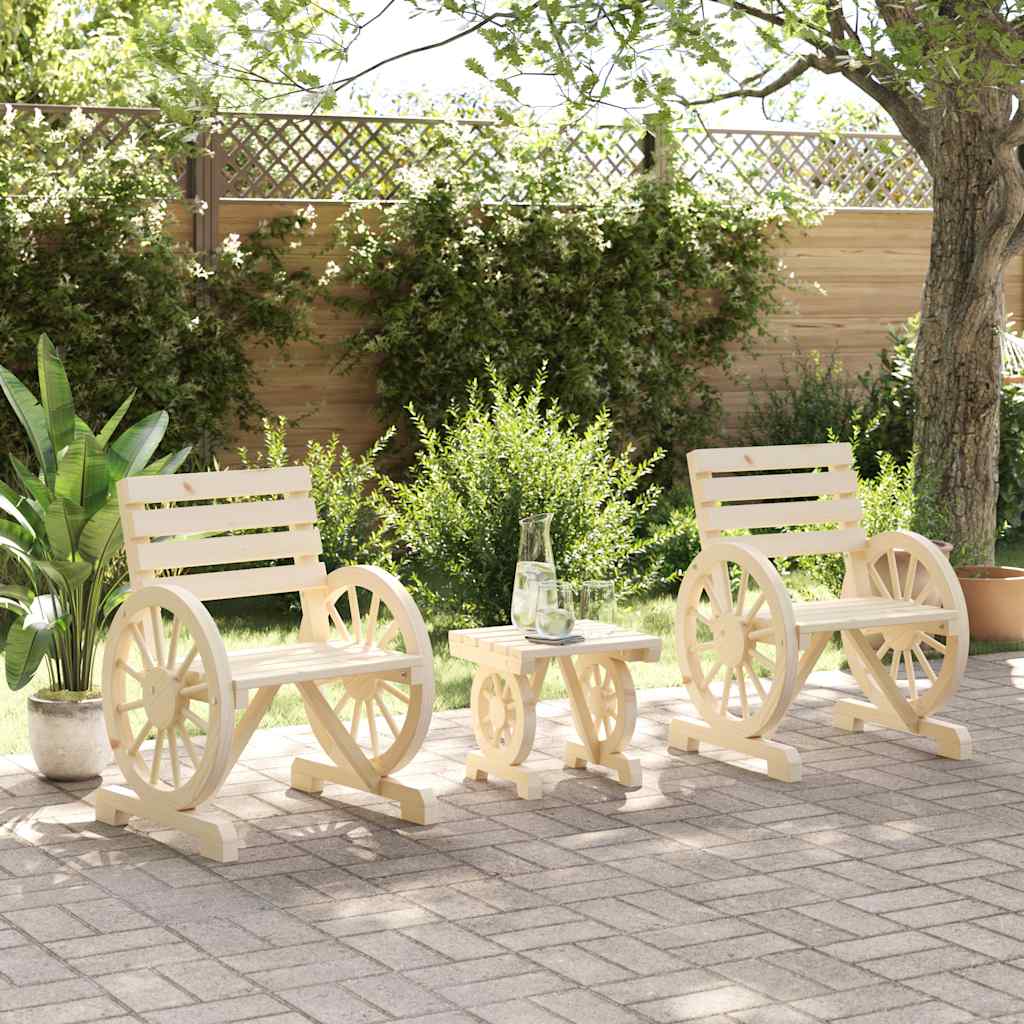 vidaXL 3 Piece Garden Lounge Set Solid Wood Fir 3