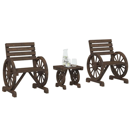 vidaXL 3 Piece Garden Lounge Set Solid Wood Fir 1