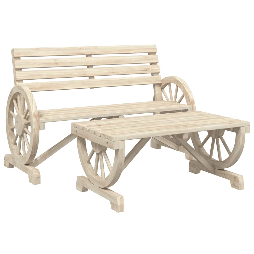 4 Piece Garden Lounge Set Solid Wood Fir Natural