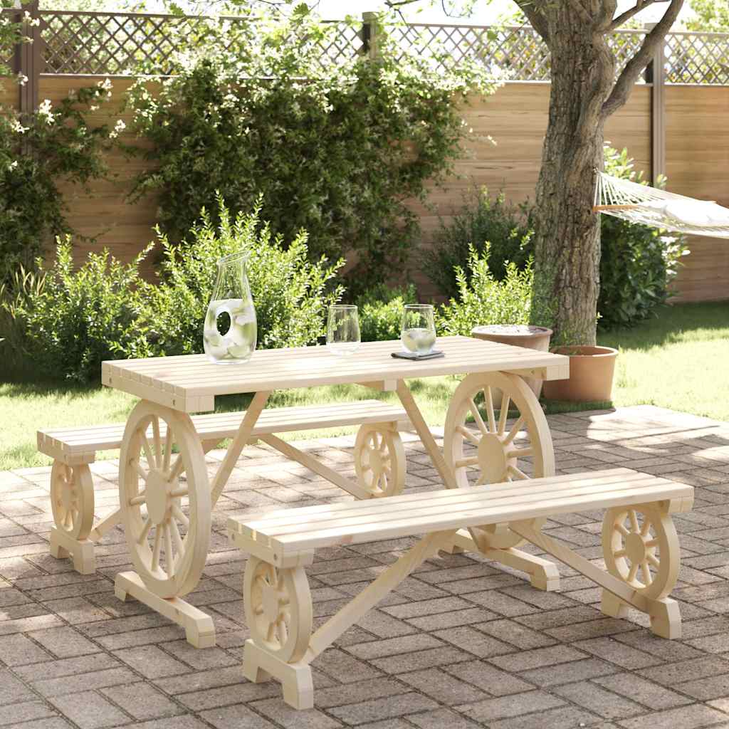 vidaXL 3 Piece Garden Dining Set Solid Wood Fir 1