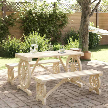 vidaXL 3 Piece Garden Dining Set Solid Wood Fir 1