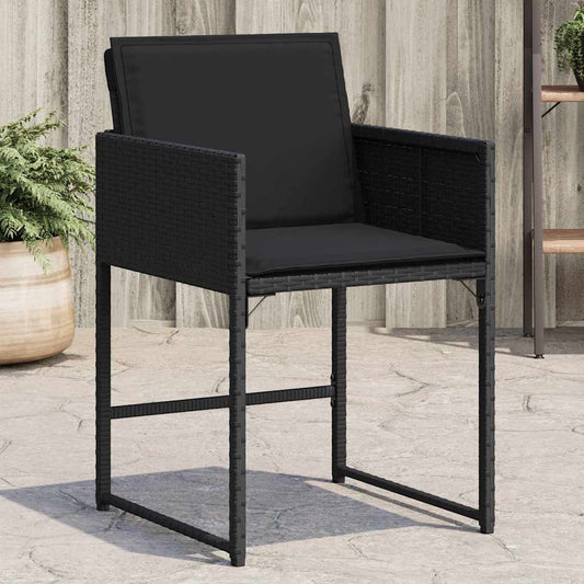 Garden Chairs with Cushions 4 pcs Poly Rattan Black