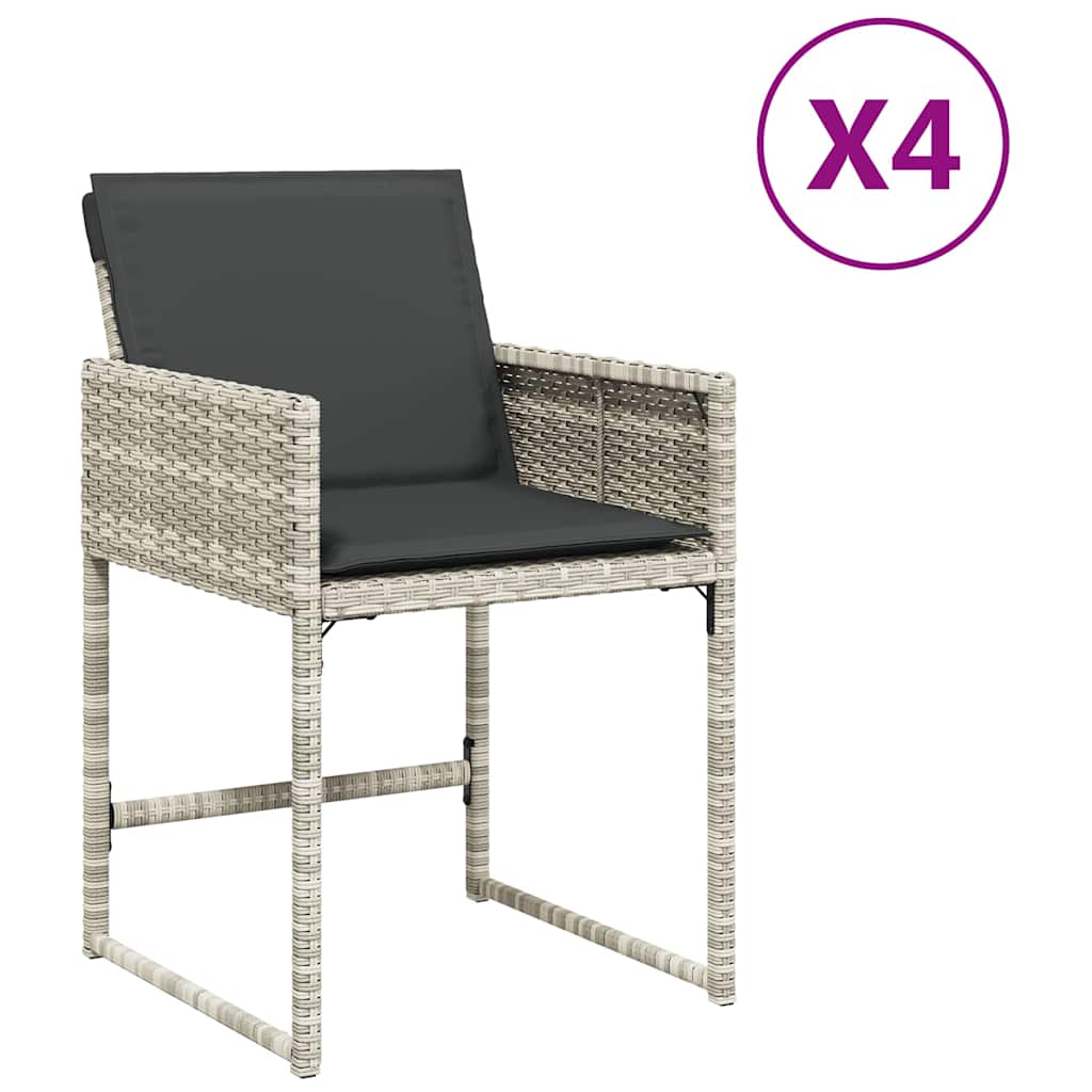 vidaXL Garden Chairs with Cushions 4 pcs Light Grey Poly Rattan 2
