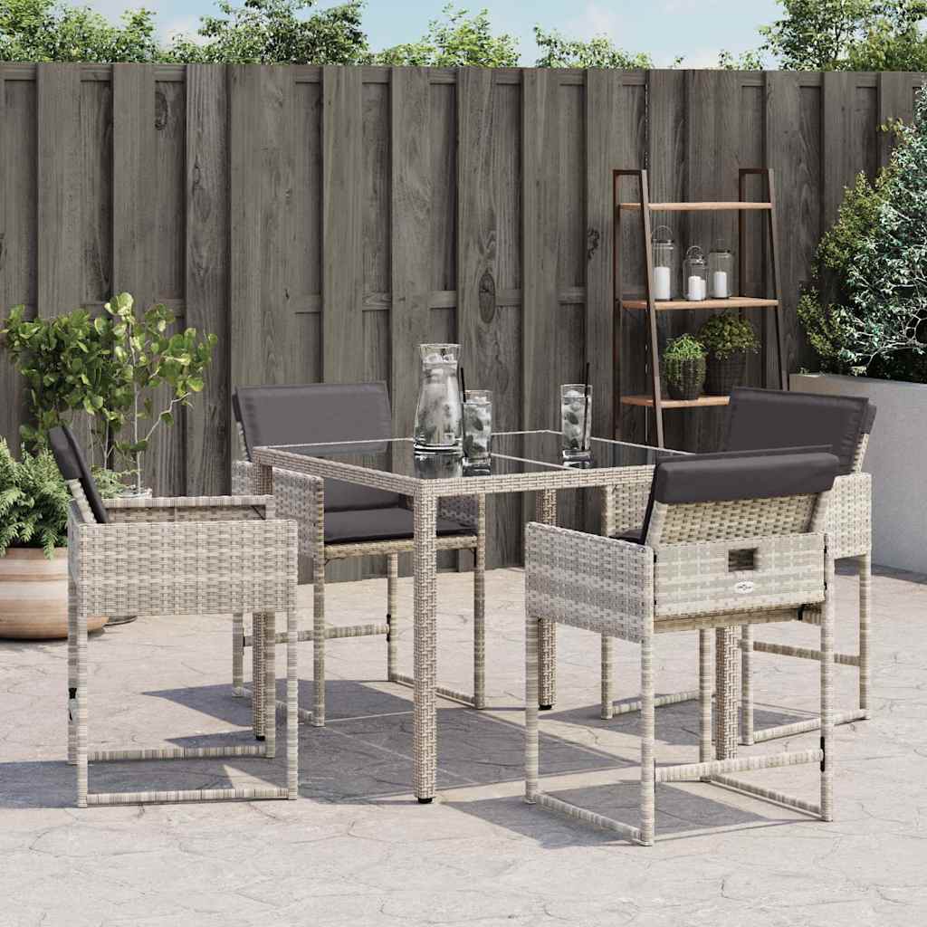 vidaXL Garden Chairs with Cushions 4 pcs Light Grey Poly Rattan 3