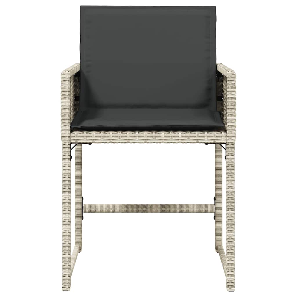 vidaXL Garden Chairs with Cushions 4 pcs Light Grey Poly Rattan 5