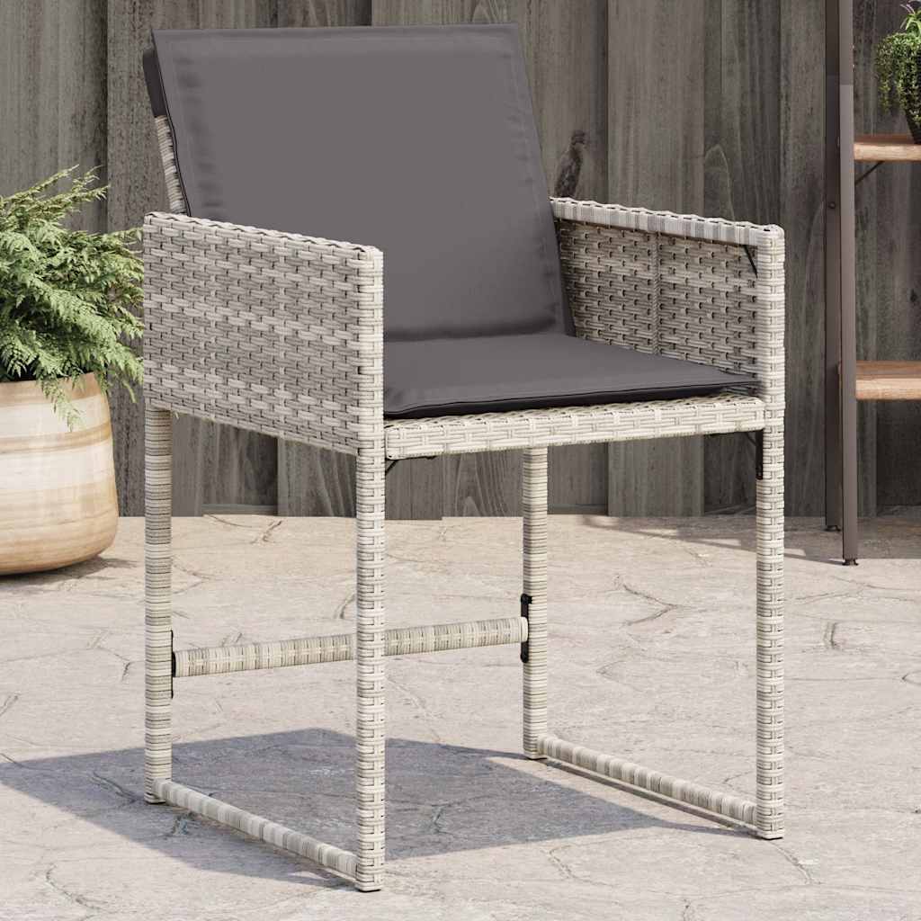 vidaXL Garden Chairs with Cushions 4 pcs Light Grey Poly Rattan 1