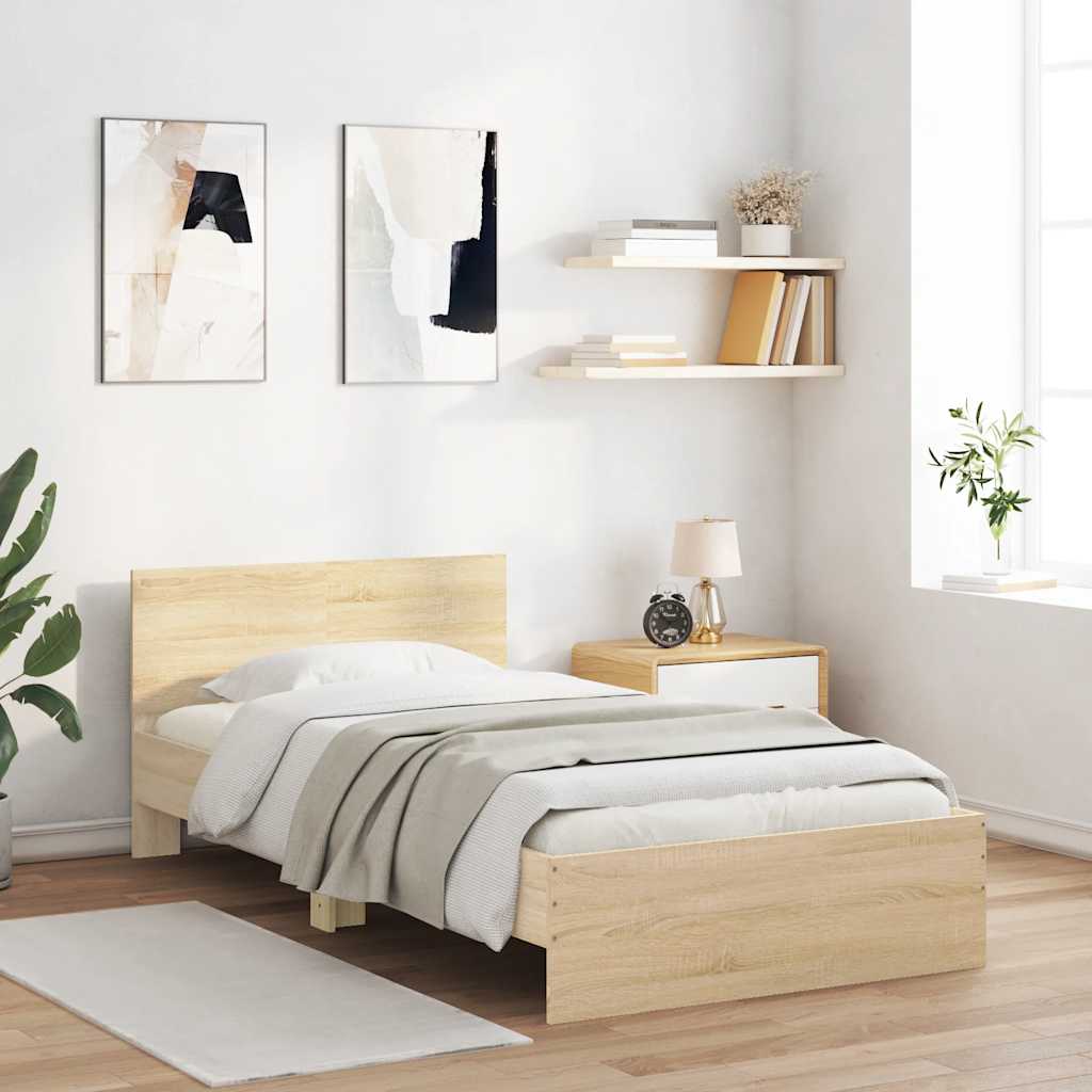 Bed Frame without Mattress Sonoma Oak 100 x 200 cm
