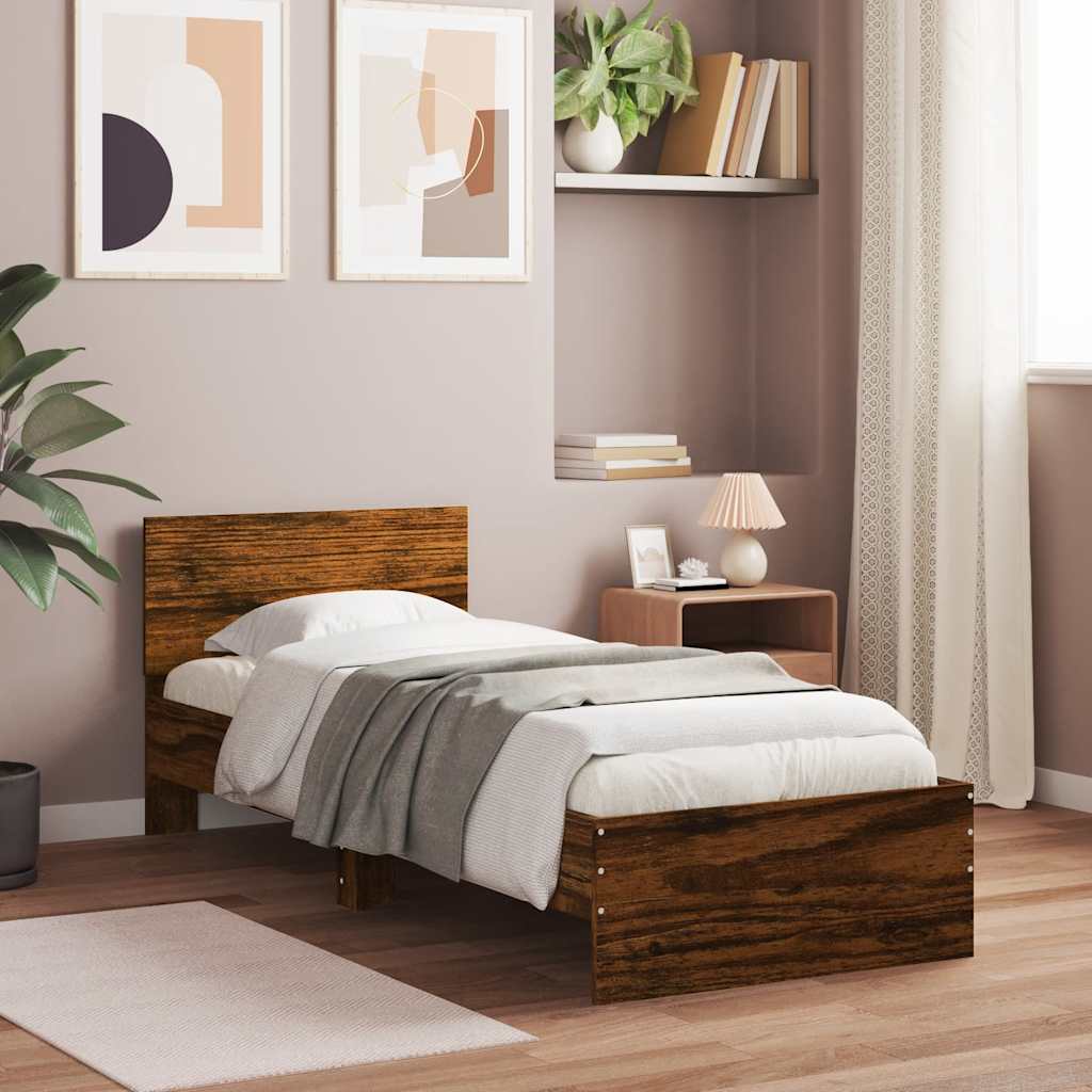 Bed Frame without Mattress Smoked Oak 90 x 200 cm