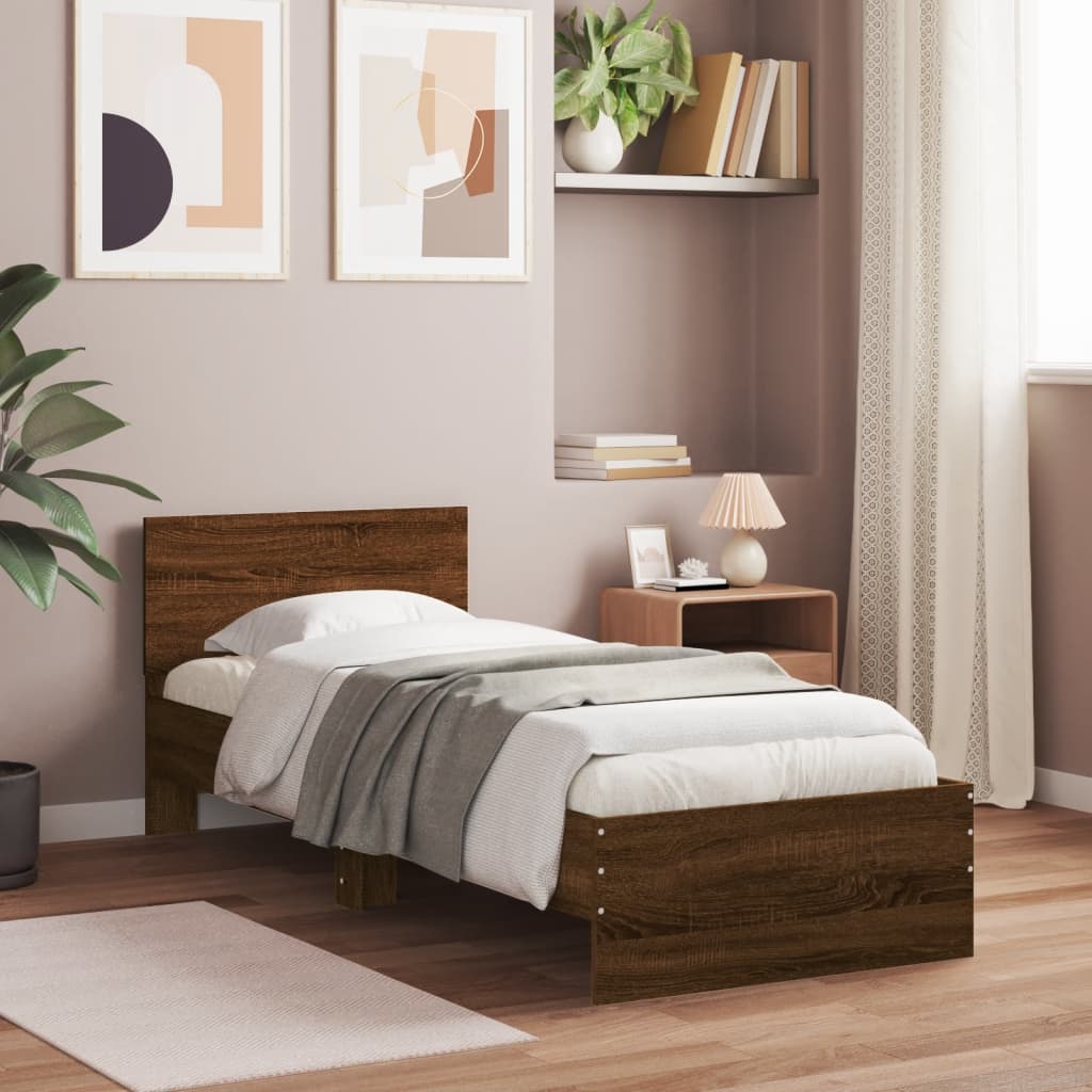 Bed Frame without Mattress Brown Oak 90 x 200 cm