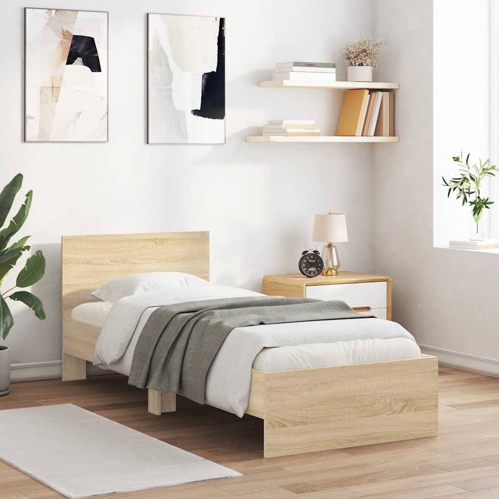 Bed Frame without Mattress Sonoma Oak 75 x 190 cm