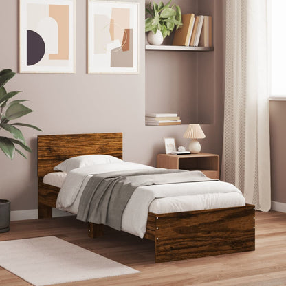 Bed Frame without Mattress Smoked Oak 75 x 190 cm