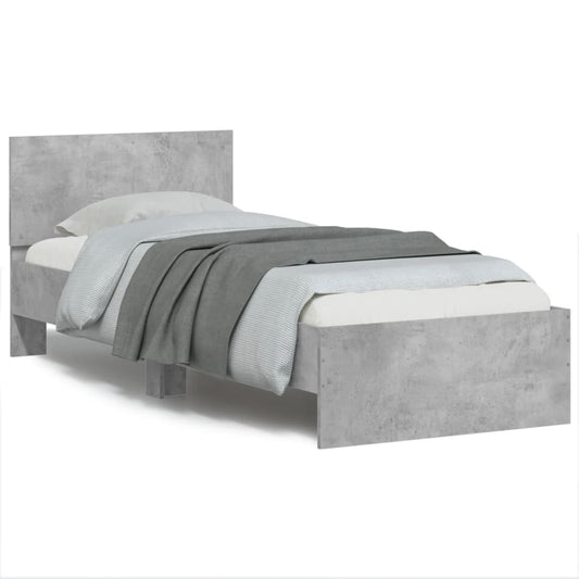Bed Frame without Mattress with LED Lights 90x190 cm Concrete grey